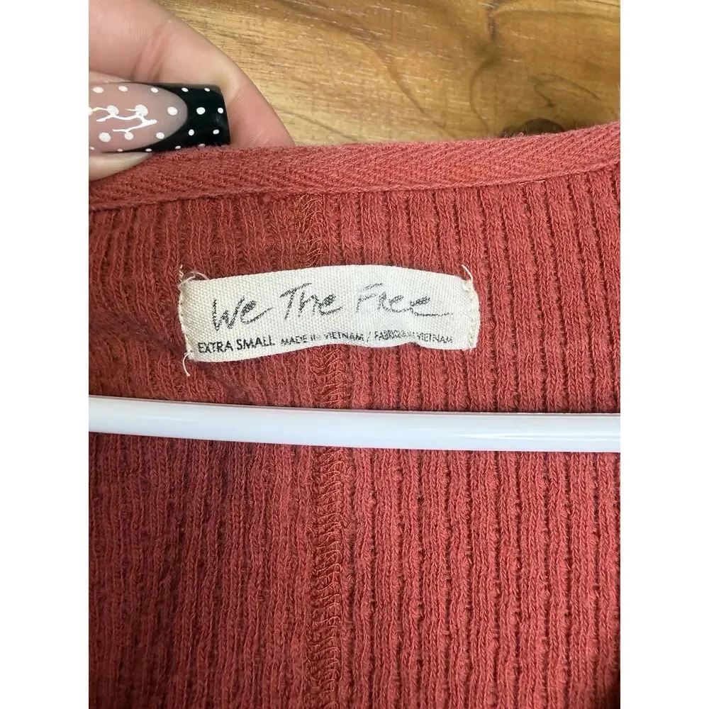 Free People Primrose Boho Thermal Long Sleeve, Handkerchief Hem Size XS